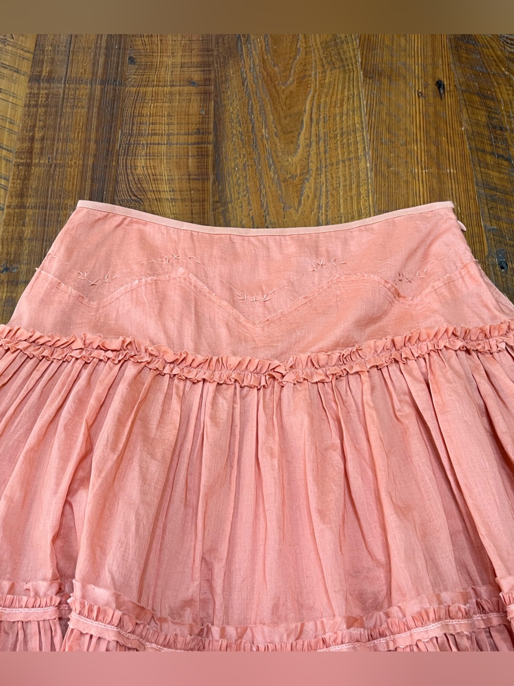 Gianni Bini Peachy Pink Color Boho Tiered A-Line Skirt Size 2 - Picture 2 of 15